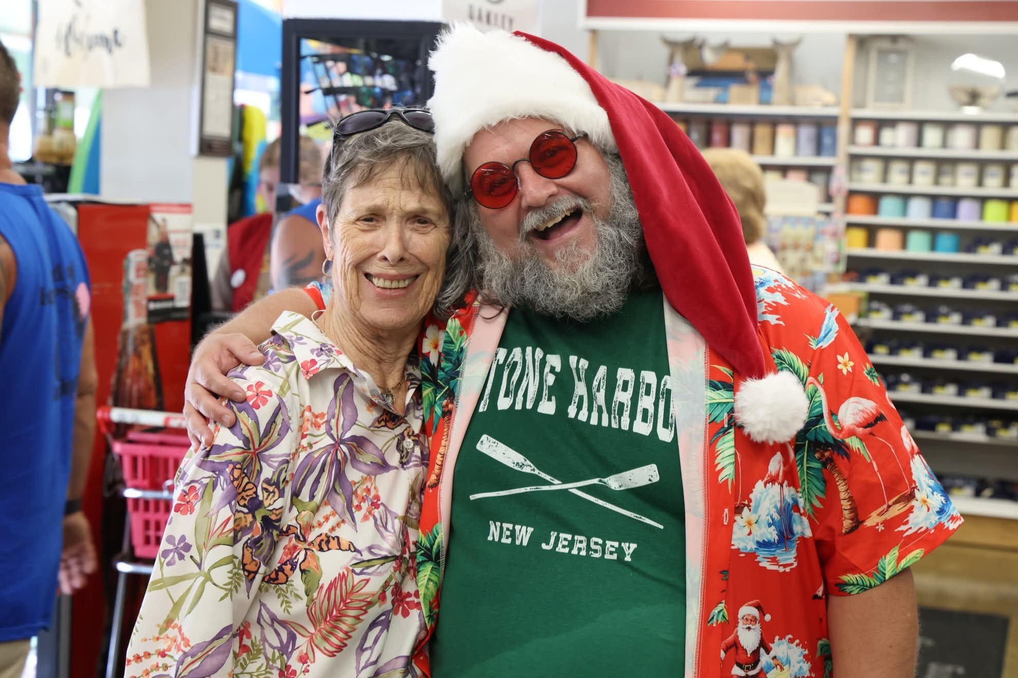 Cape May County Santa with guests at a local business