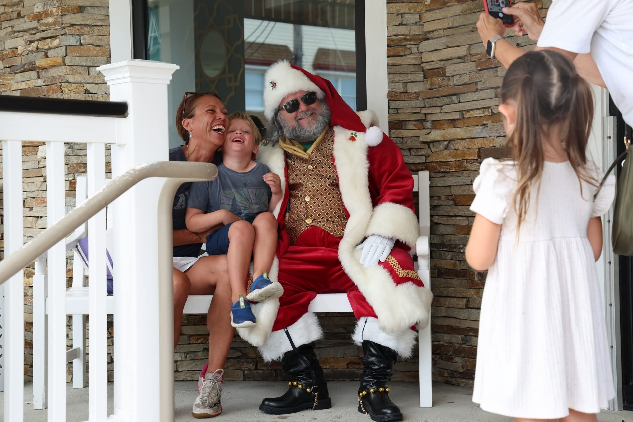 Cape May County Santa with children at a holiday event